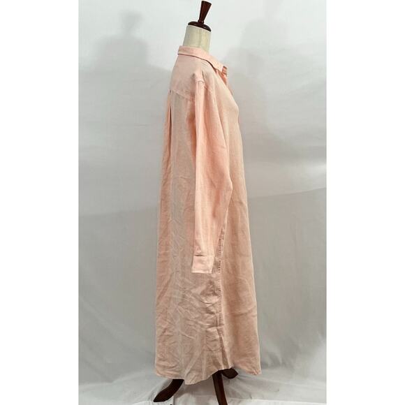 FRANK & EILEEN Sz L Large Peach Coral Linen Rory Maxi Shirt Dress - Picture 4 of 9